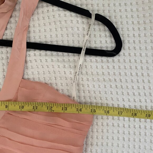 Vintage y2k Bebe 100% Silk Baby Ballet Pink Chiffon Halter Fairy Dress Size 8 - Picture 4 of 8